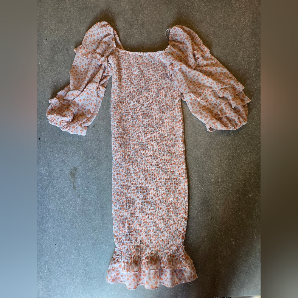 Floral Puff Sleeve Midi Dress